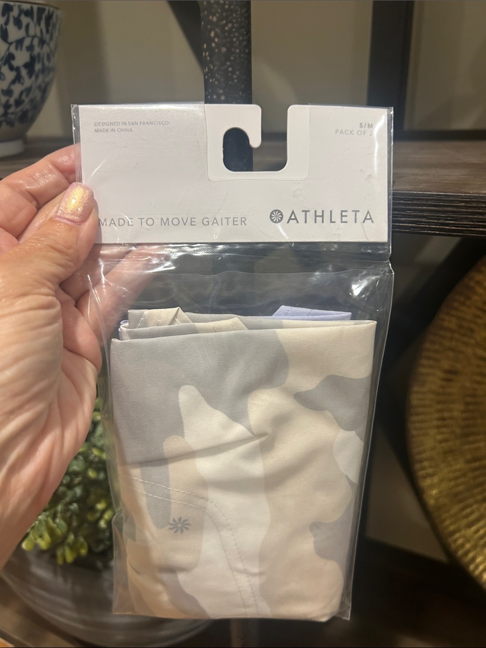 Athleta Neutral Camo Stretch Gaiter - Beige & Light Gray